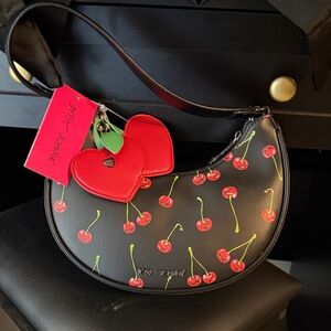 Betsey Johnson Black Bag with Red Cherry Design NWT!!